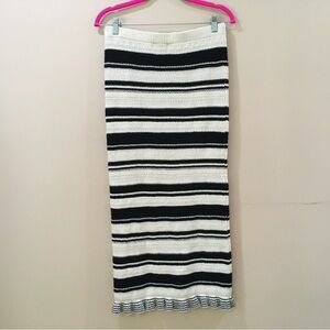 Freshman 1996 Midi Skirt Womens Medium Crochet Knit Cream Black Pull-On New